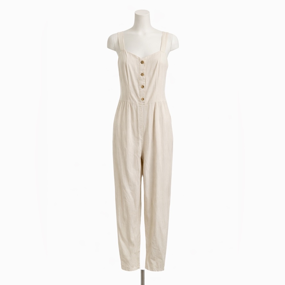 Old Navy Beige Button-Front Jumpsuit